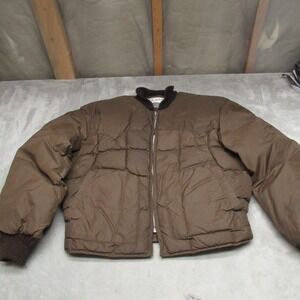 Schott Bros Down Jacket Mens Medium Brown Puffer Western Yoke Warm USA RARE VTG
